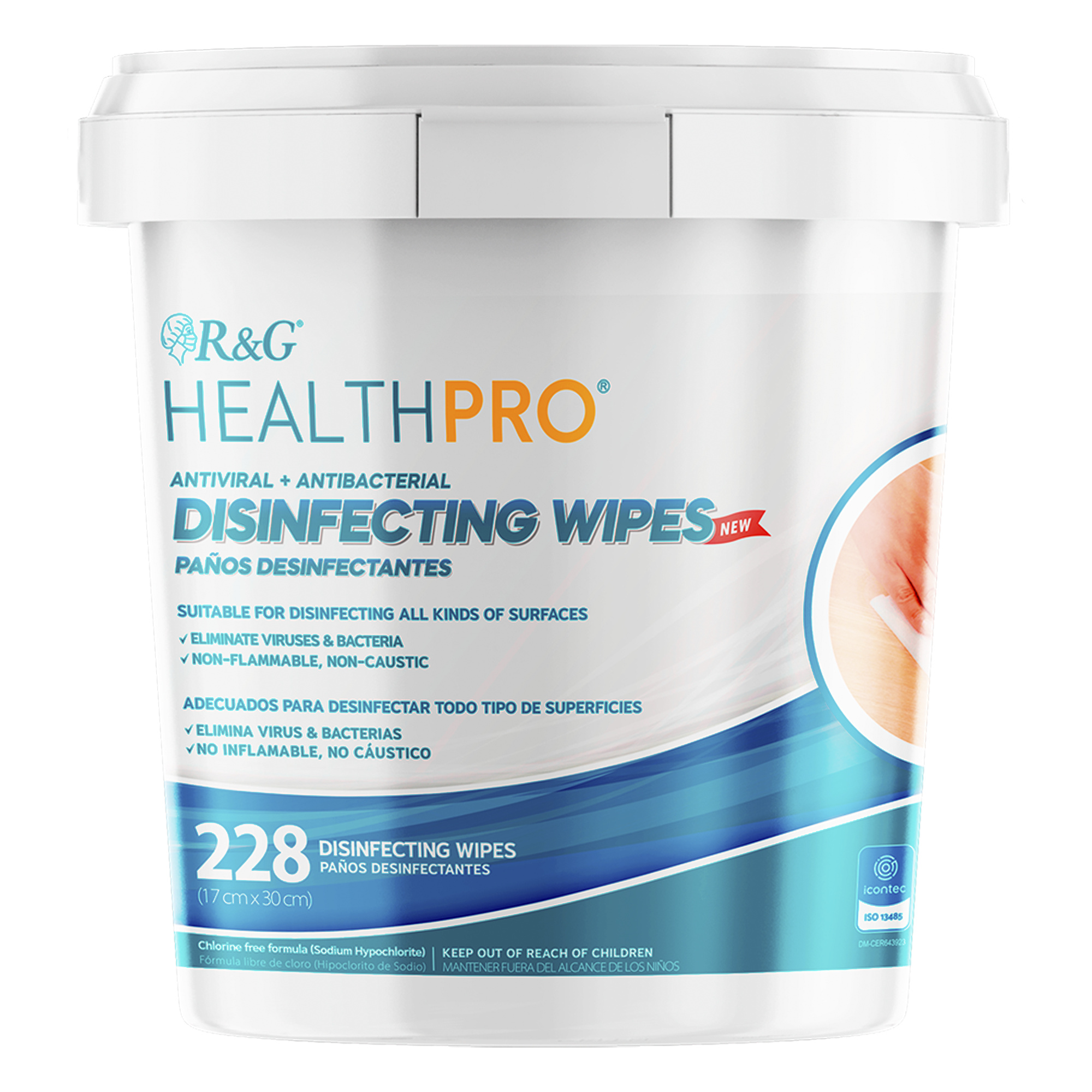 PAÑOS DESINFECTANTES R&G HEALTHPRO BALDE X 228 PAÑOS